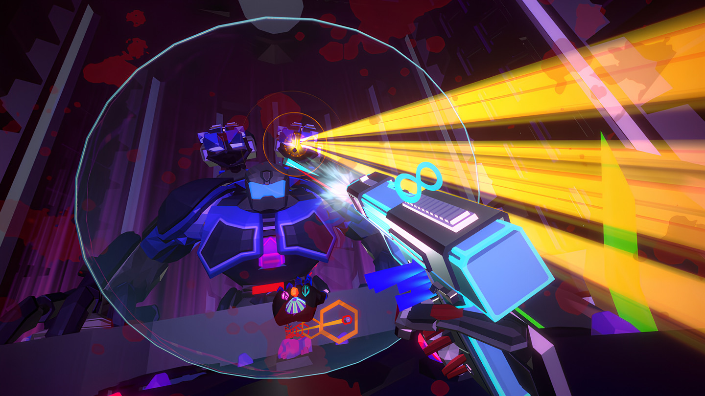 Smasher-Gameplay mit einem Schild, das einen gelben Energiestrahl ablenkt
