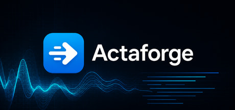 Actaforge logo above a blue audio waveform